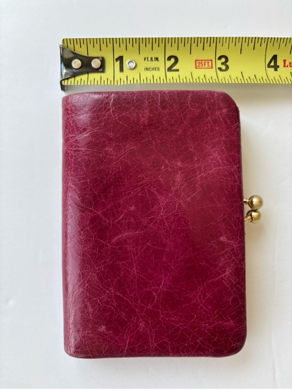 Hobo Vintage Burgundy Leather Kiss-Lock Wallet - Picture 2 of 9